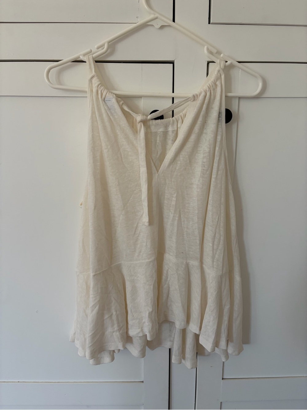 Old Navy Sea Salt Linen Peplum Halter Swin Sleeveless Top Size Medium - Picture 3 of 5
